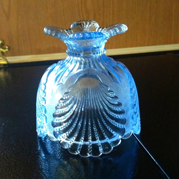 Mosser Art Glass Blue Opalescent Sea shell Sugar Bowl - Picture 5 of 6